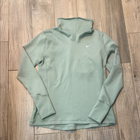 Nike Pro Therma Fit Shirt Slim Fit Green High Neck‎ Pockets Pullover Large NWT - Picture 2 of 12